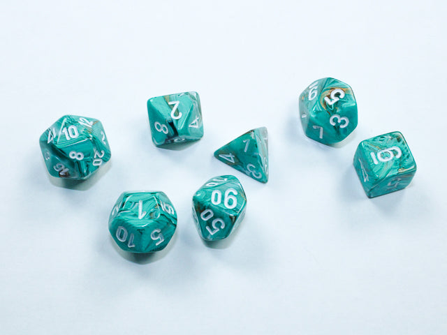 Chessex Marble Oxi-Copper/white Mini-hedral 7-Die Set