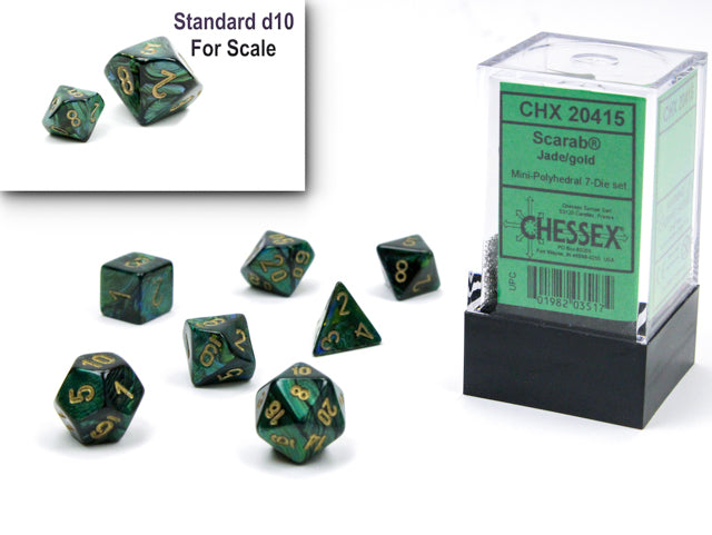 Chessex Scarab Jade/gold Mini-hedral 7-Die Set