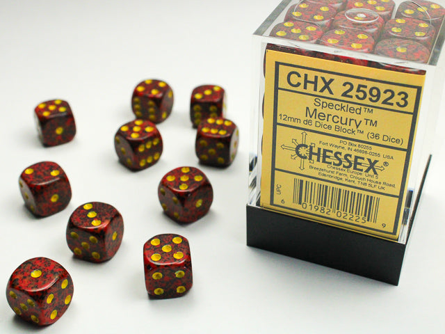 Chessex Speckled Mercury 12mm D6 Dice Block (36ct)