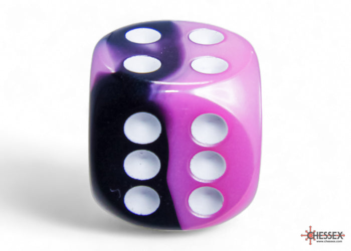 Chessex Gemini Black-Pink/White 16mm D6 Dice (12ct)