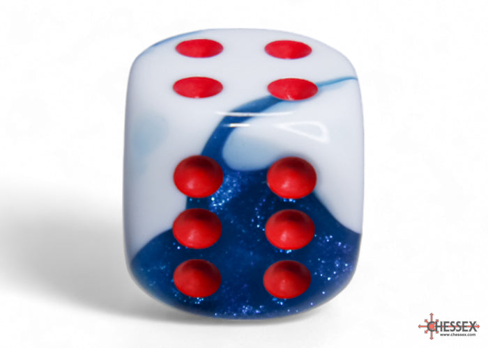 Chessex Gemini Astral Blue-White/Red 16mm D6 Dice (12ct)