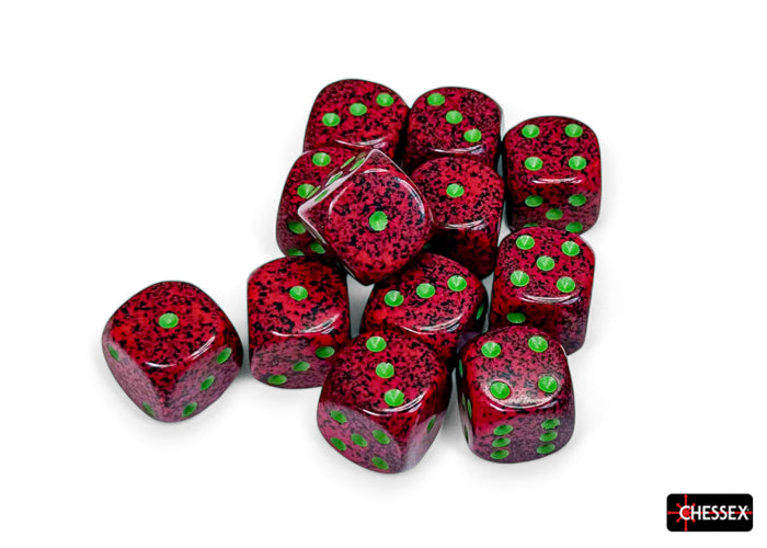 Chessex Speckled Strawberry 16mm D6 Dice (12ct)