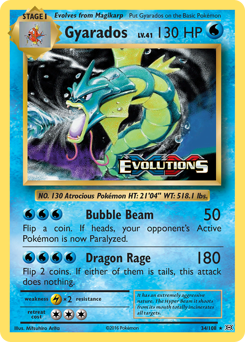 Gyarados Reverse Holofoil - Evolutions #34 (Heavily Played)