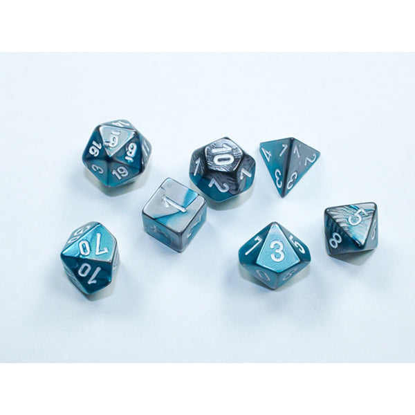 Chessex Gemini Steel-Teal/White Mini Polyhedral Dice Set (7ct)