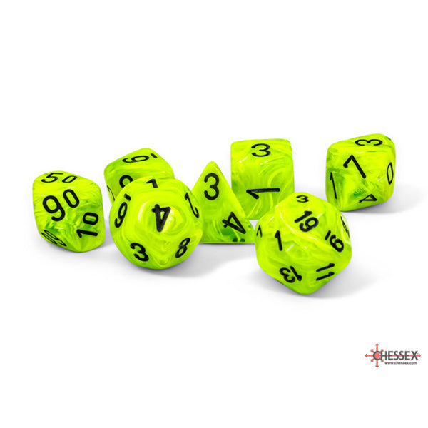 Chessex Vortex Bright Green/Black Mega-Hedral Dice Set (7ct)