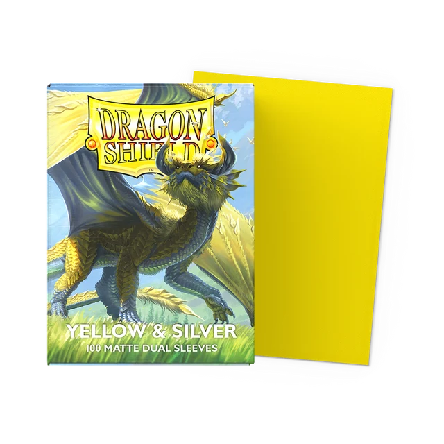 Dragon Shield Yellow & Silver Standard Matte Dual Card Sleeves (100ct)