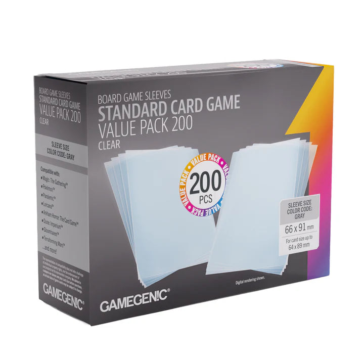 Gamegenic Prime Sleeves Standard Card Game Value Pack 200 - Clear