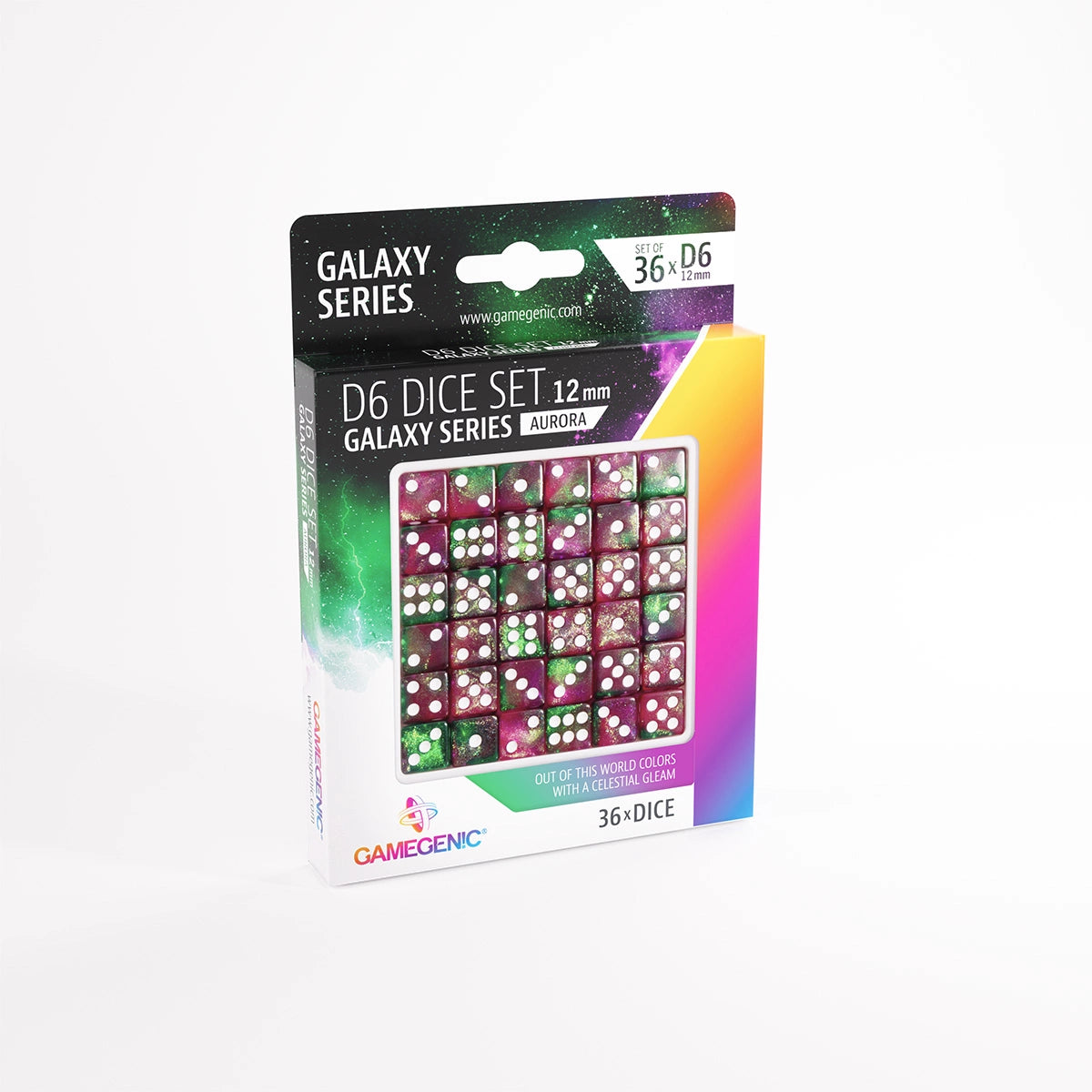 Gamegenic D6 Dice Set 12mm (36 pcs): Galaxy Series - Aurora