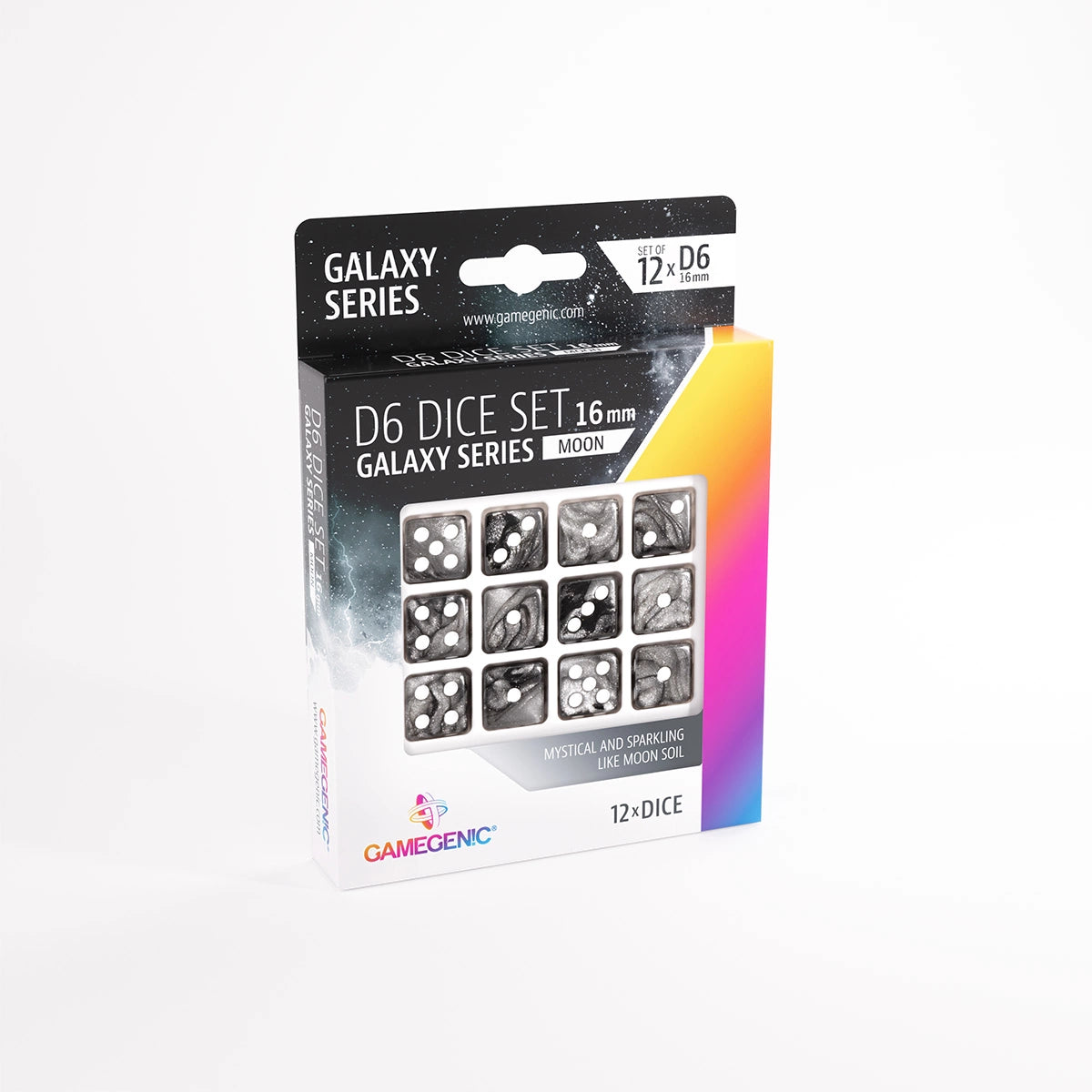 Gamegenic D6 Dice Set 16mm (12 pcs): Galaxy Series - Moon