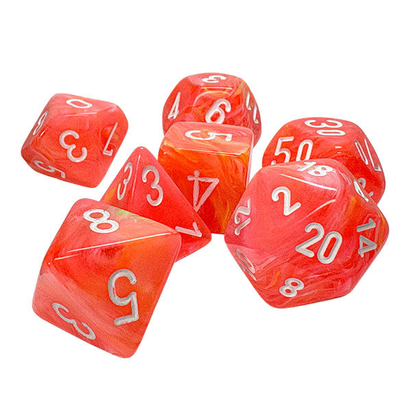 Chessex Festive Dahlia/White Mega-Hedral Dice Set (7ct)