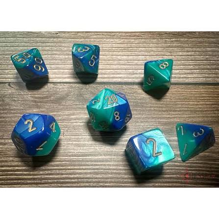 Chessex: Gemini Blue-Teal/Gold Polyhedral Dice Set (7ct)