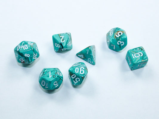 Chessex Marble Oxi-Copper/white Mini-hedral 7-Die Set