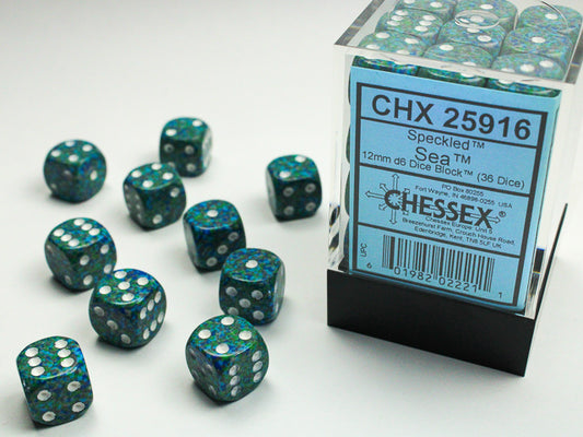 Chessex Speckled Sea 12mm d6 Dice Block (36 dice)
