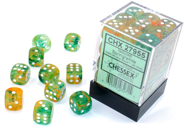 Chessex Nebula Spring/white Luminary 12mm d6 Dice Block