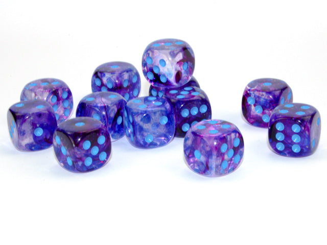 Chessex Nebula Nocturnal/Blue 16mm D6 Dice (12ct)