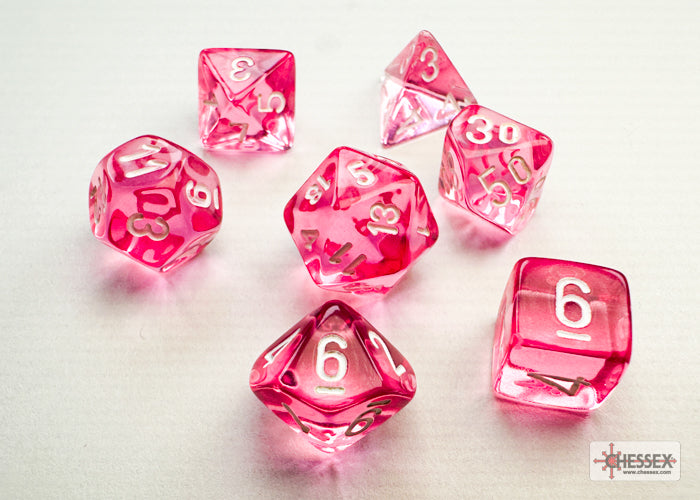 Chessex Translucent Pink/white Mini-hedral 7-Die Set