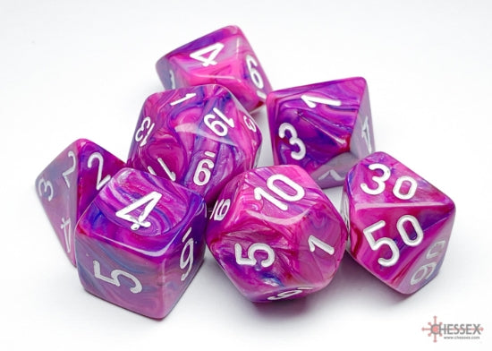 Chessex Festive Violet/White Polyhedral Dice Set (7ct)