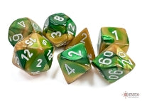 Chessex Gemini Gold-Green/White Polyhedral Dice Set (7ct)