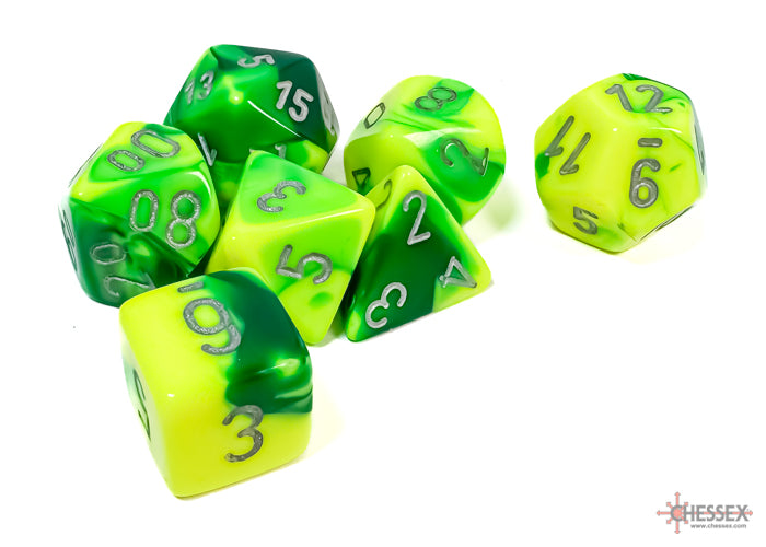 Chessex Gemini Green-Yellow/Silver Polyhedral Dice Set (7ct)