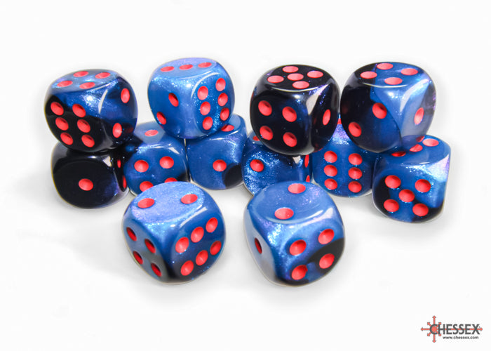 Chessex Gemini Black-Starlight/Red 16mm D6 Dice (12ct)
