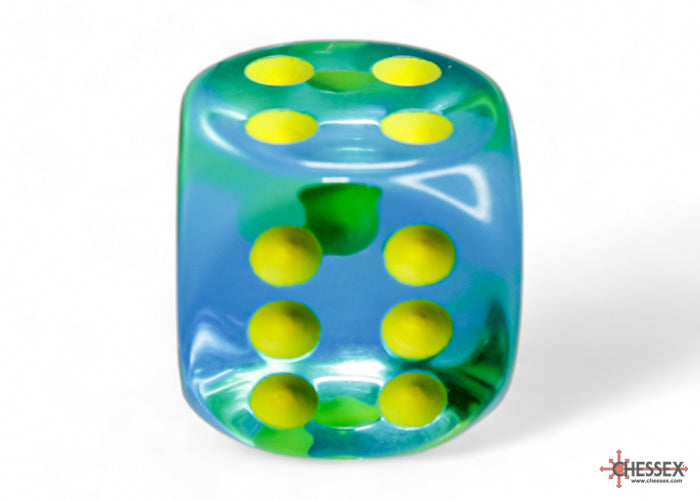 Chessex Gemini Translucent Green-Teal/Yellow 16mm D6 Dice (12ct)