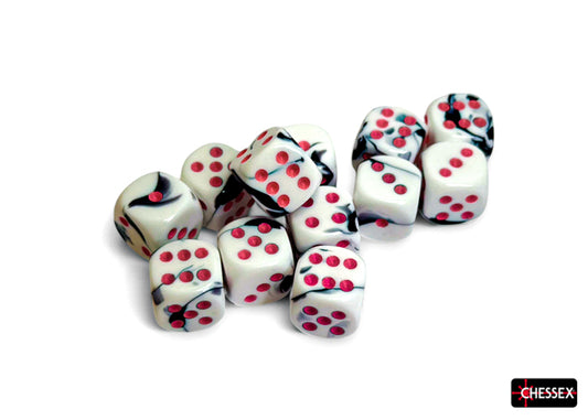 Chessex  Gemini Black-White/pink 16mm d6 Dice Block (12 Dice)