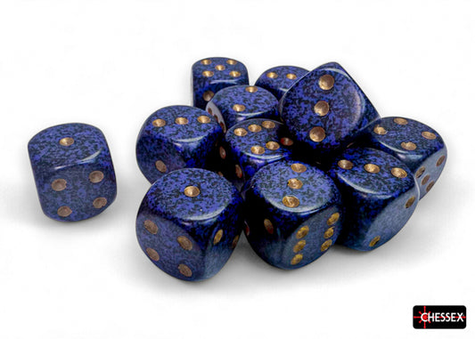 Chessex Speckled Golden Cobalt 16mm D6 (12 Dice)