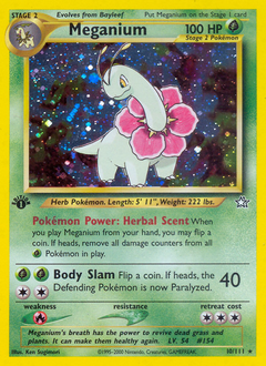 Meganium 1st Edition Holofoil - Neo Genesis #10 (Heavily Played)