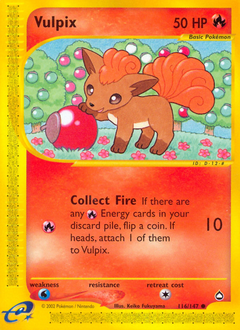 Vulpix Reverse Holofoil - Aquapolis #116 (Heavily Played)