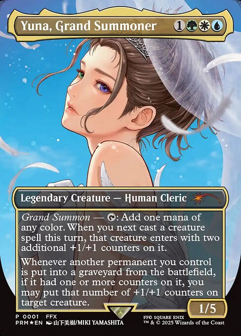 Yuna, Grand Summoner (Borderless) - WPN & Gateway Promos #1 (Lightly Played)