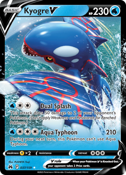 Kyogre V Holofoil - Crown Zenith #37 (Near Mint)