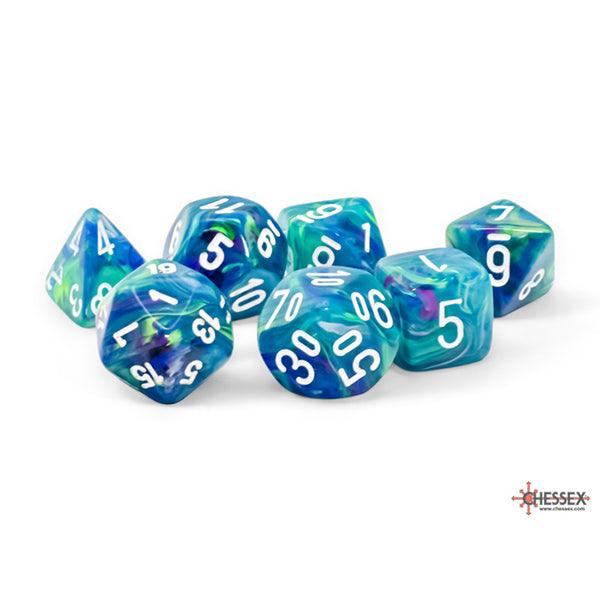 Chessex Festive Waterlily/White Mega-Hedral Dice Set (7ct)