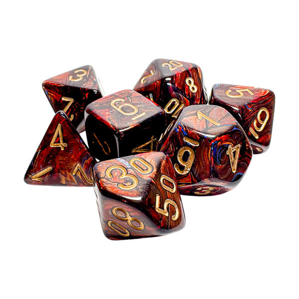 Chessex Scarab Blue Blood/Gold Mega-Hedral Dice Set (7ct)