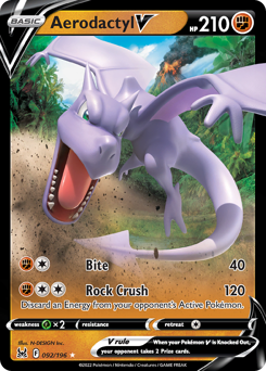 Aerodactyl V Holofoil - Lost Origin #92 (Near Mint)