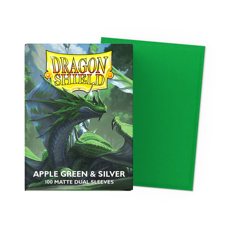 Dragon Shield Standard Apple Green & Silver Matte Dual Card Sleeves (100ct)