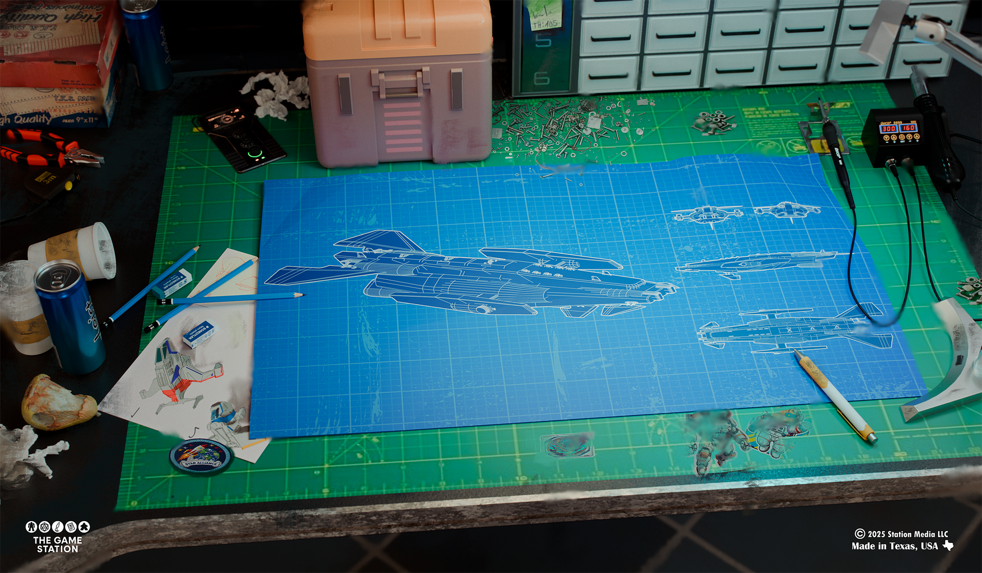 Spaceship Blueprint TCG Playmat 24x14