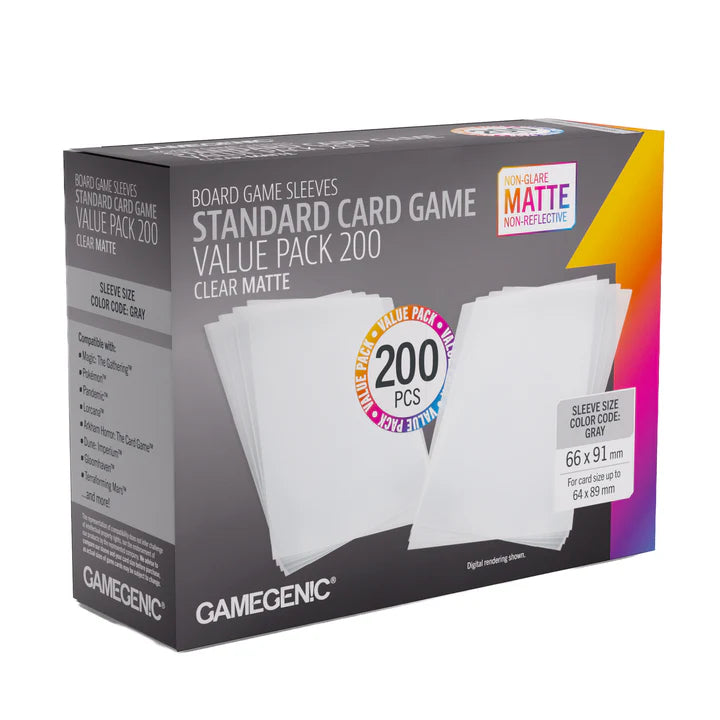 Gamegenic Prime Sleeves Standard Card Game Value Pack 200 - Clear Matte