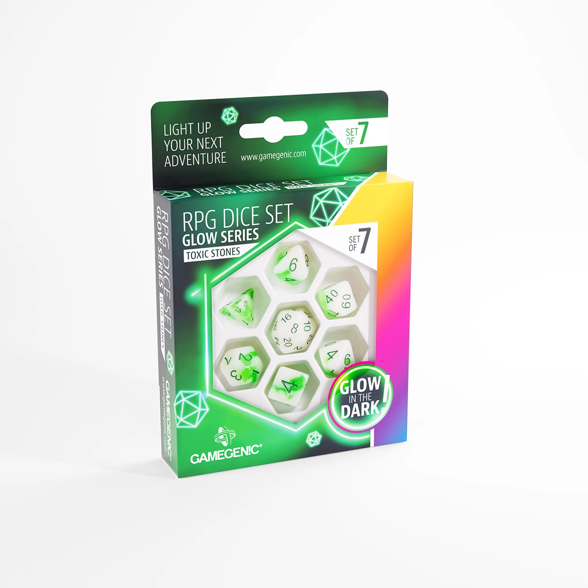 Gamegenic Glow Series Toxic Stones RPG Dice Set (7ct)