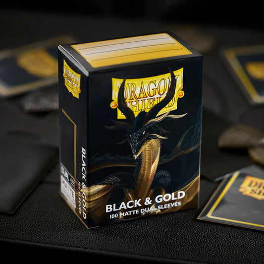 Dragon Shield Standard Matte Green Dual Black and Gold Card Sleeves (100ct)