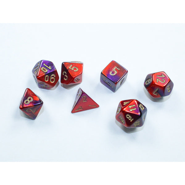 Chessex Gemini Purple-Red/Gold Mini Polyhedral Dice Set (7ct)