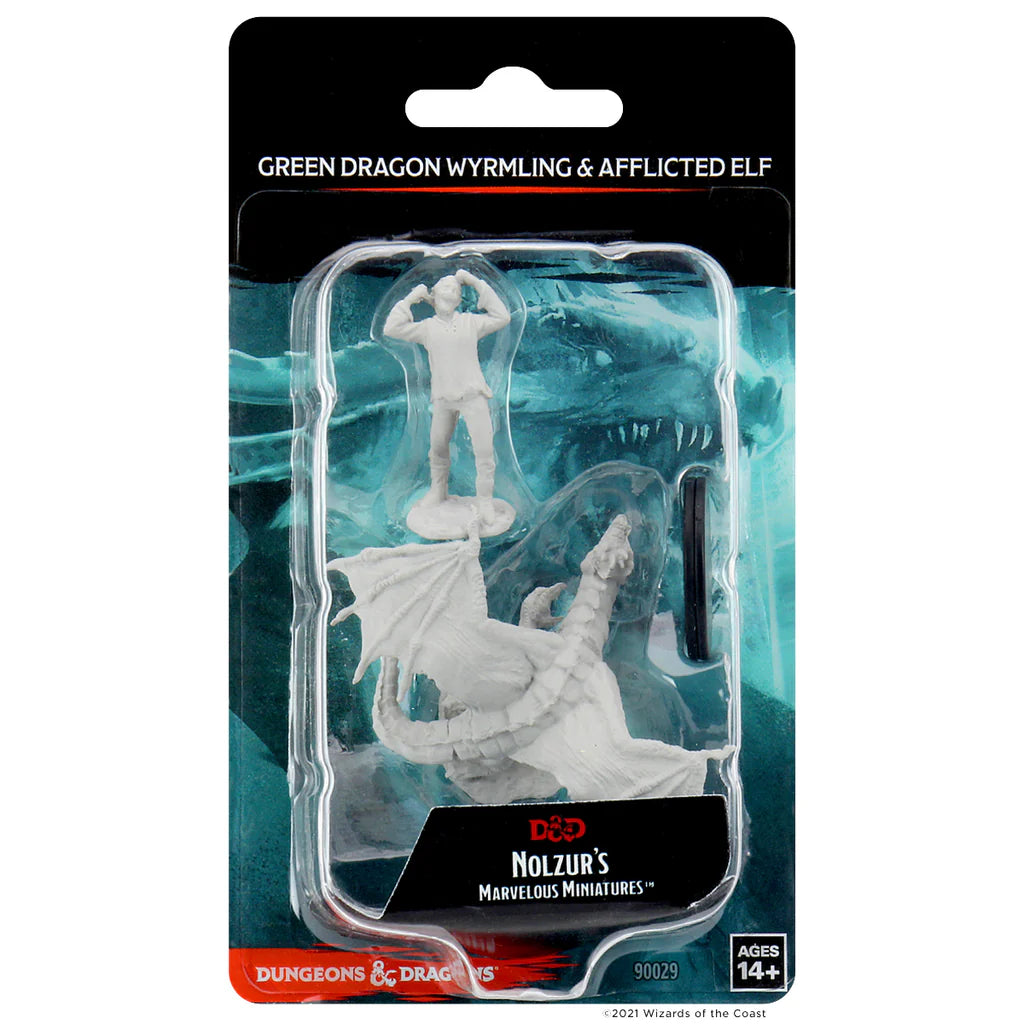 D&D Nolzur's Marvelous Miniatures: Unpainted Minis- Wave 11- Green Dragon Wyrmling & Afflicted Elf