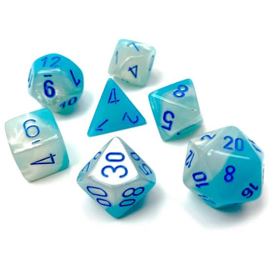 Chessex: Gemini Pearl Turquoise-White/Blue Polyhedral Dice Set (7ct)