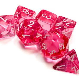 Chessex: Translucent Pink/White Polyhedral Dice Set (7ct)
