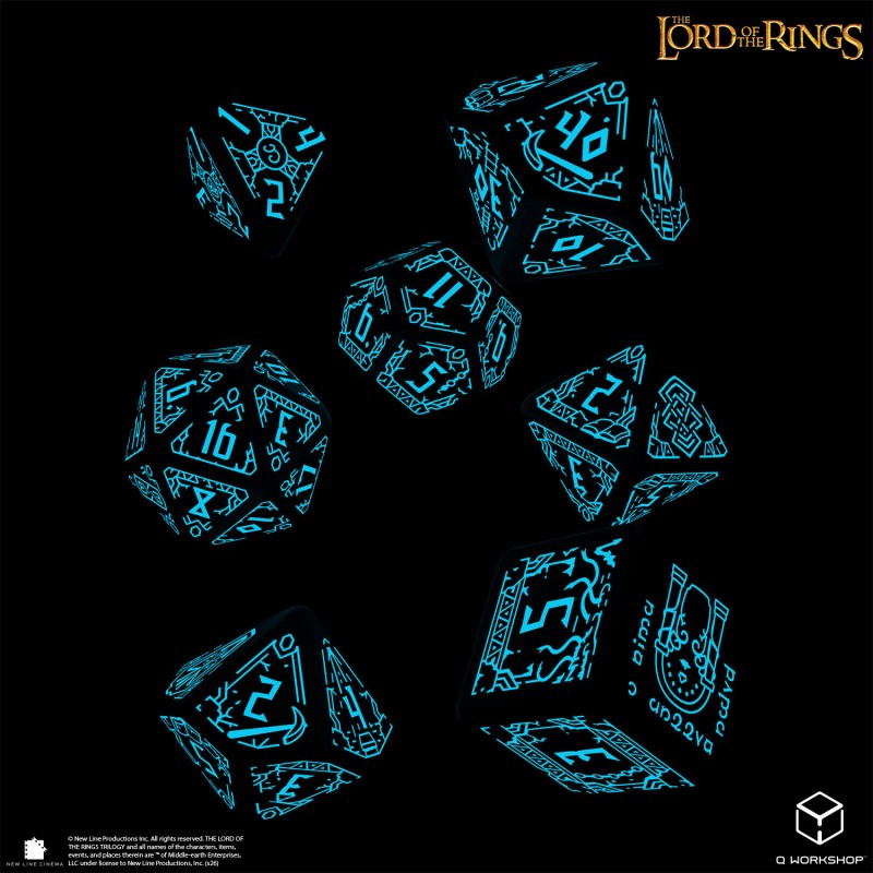 7-Die Set: The Lord of the Rings - Glow in the Dark - Moria Dice Set